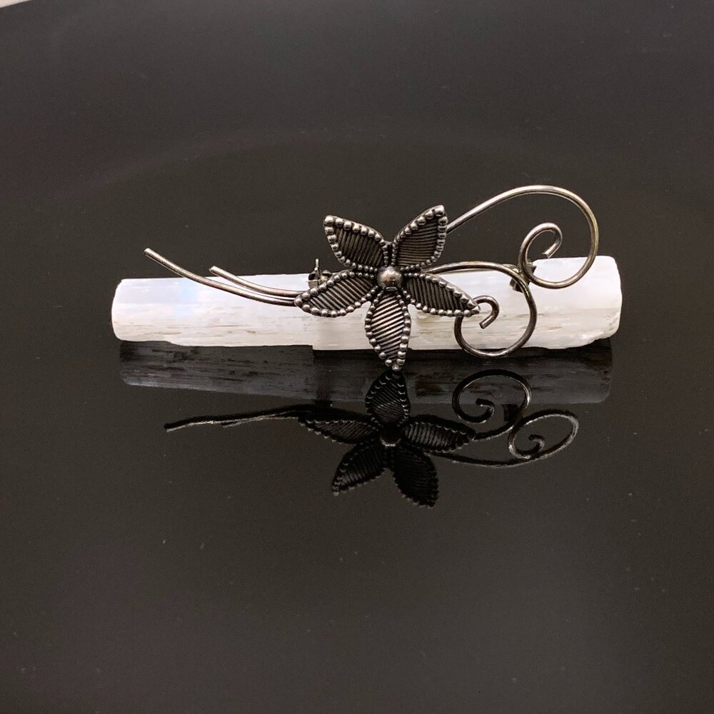 Flower Floral Brooch Pin Bernhard Meldahl Norway 830 Silver Vintage J554